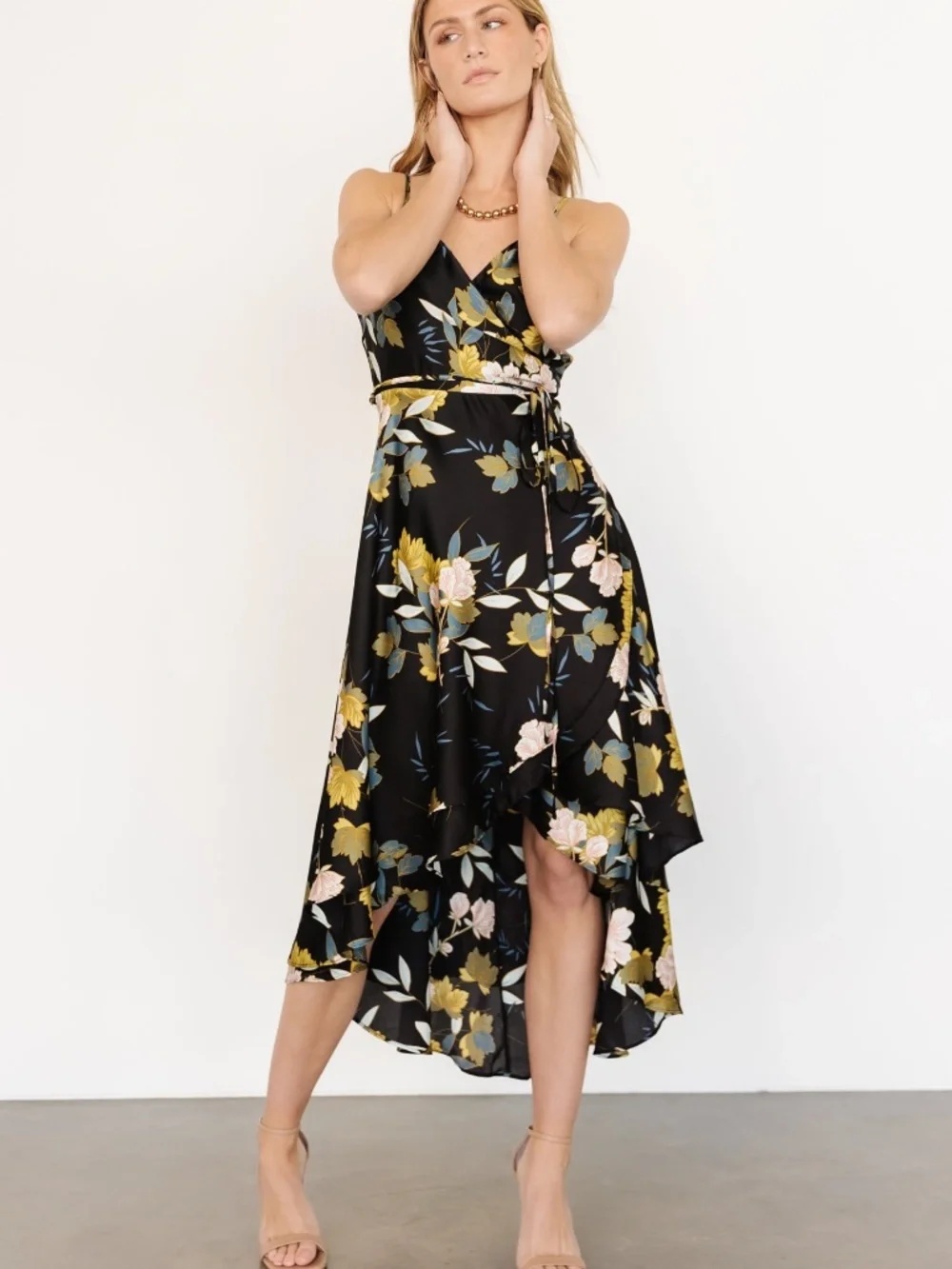 Baltic Born Steffi Tulip Wrap Dress | Midnight Floral Size SS - Picture 5 of 5